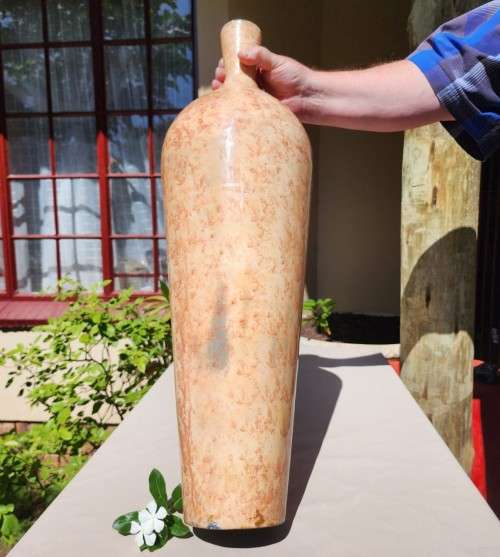 Vases DECORATIVE CREAM BROWN ENAMELLED COATING METAL FLOOR VASE LARGE